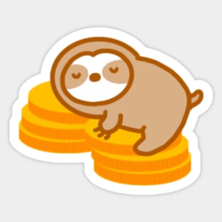 Cute Gold Coin Sloth Sticker